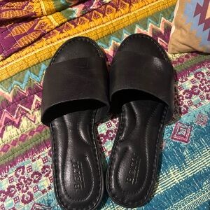 Born Black Leather Slide Sandals